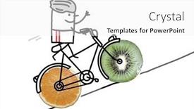  Presentation with cartoon - Colorful slide set enhanced with hand-drawn-cartoon-sporty-cyclist backdrop and a white colored foreground