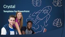  Presentation with brains - Slides having hand-drawn rocket and brain background and a ocean colored foreground