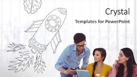  Presentation with brain structure - Presentation theme featuring hand-drawn rocket and brain background and a white colored foreground