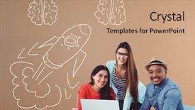  Presentation with brains - PPT theme having hand-drawn rocket and brain background and a coral colored foreground