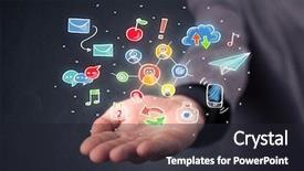  Presentation with adolescent social media - Presentation theme having hand-drawn social media icon background and a dark gray colored foreground