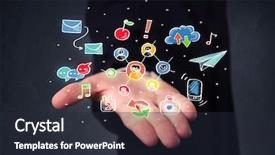  Presentation with social media - Amazing presentation design having hand-drawn social media icon backdrop and a wine colored foreground