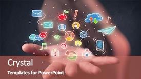  Presentation with social media - PPT theme enhanced with hand-drawn social media icon background and a  colored foreground