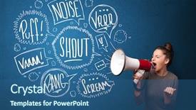  Presentation with bubbles feedback survey words speech - Slide deck consisting of hand drawn speech bubbles background and a ocean colored foreground