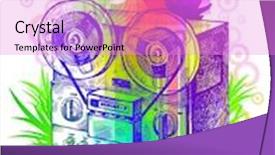  Presentation with tape recorder - Theme with hand drawn tape recorder background and a lilac colored foreground