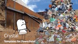  Presentation with landfill - Slide set having hand-drawn-unhappy-cartoon-man background and a coral colored foreground