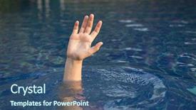  Presentation with drowning - PPT layouts with hand drowning in water background and a ocean colored foreground