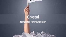  Presentation with paper - PPT theme with hand emerging from crumpled paper background and a  colored foreground