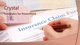  Presentation with insurance - Audience pleasing PPT theme consisting of hand filling in insurance claim backdrop and a lemonade colored foreground