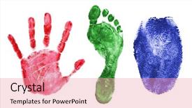  Presentation with hand print - Theme featuring hand foot and finger background and a coral colored foreground