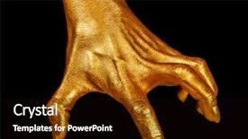  Presentation with shiny gold - Slide deck enhanced with hand gesture hand in gold background and a black colored foreground