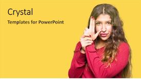  Presentation with shooting gun - Audience pleasing PPT layouts consisting of hand gesture playing killing backdrop and a yellow colored foreground