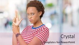  Presentation with shooting gun - PPT theme featuring hand gesture playing killing background and a coral colored foreground