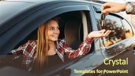  Presentation with keys - PPT theme consisting of hand gives the car key background and a tawny brown colored foreground