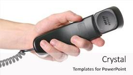  Presentation with giving - Presentation enhanced with hand giving a phone tube background and a white colored foreground