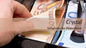  Presentation with change - Cool new PPT theme with hand giving change in euro backdrop and a coral colored foreground