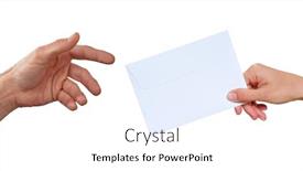  Presentation with envelope - PPT theme featuring hand-giving-close-letter-envelope background and a white colored foreground