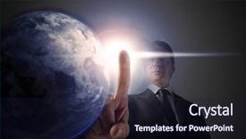  Presentation with god light - Cool new slides with hand god - businessman touching a light next backdrop and a wine colored foreground