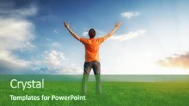  Presentation with meadow - Presentation theme consisting of hand god - man in meadow conceptual design background and a forest green colored foreground