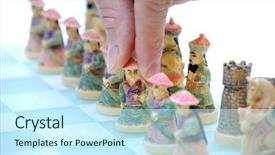  Presentation with chess - Presentation design featuring hand grabs a chinese chess background and a  colored foreground