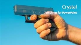 Presentation with firearm - Theme featuring hand gun firearm aimed background and a teal colored foreground