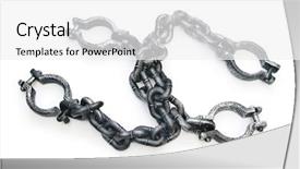  Presentation with metal - PPT layouts featuring hand handcuffs - metal shackles isolated background and a white colored foreground