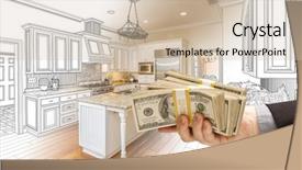  Presentation with money construction - Presentation design consisting of hand handing stacks of money background and a soft green colored foreground