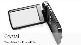  Presentation with video background - Beautiful theme featuring hand held - digital video camera backdrop and a white colored foreground