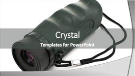  Presentation with modern - Beautiful slides featuring hand held - modern binoculars isolated on white backdrop and a dark gray colored foreground