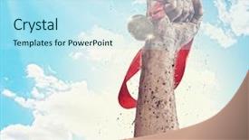  Presentation with blue sky - Theme enhanced with close up of young man eyes green and brown colour background and a lemonade colored foreground.