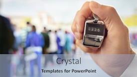  Presentation with queue - Cool new slides with hand-held-tally-counter-counting backdrop and a light blue colored foreground