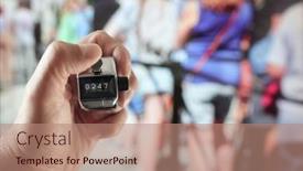  Presentation with counting - Presentation theme consisting of hand-held-tally-counter-counting background and a coral colored foreground