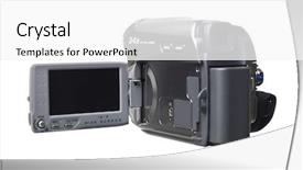  Presentation with video background - Amazing PPT theme having hand held video camera isolated backdrop and a white colored foreground