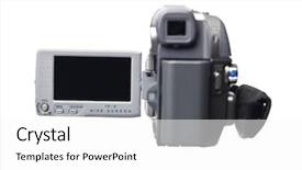  Presentation with motorcycle video - Slide set featuring hand held video camera isolated background and a white colored foreground