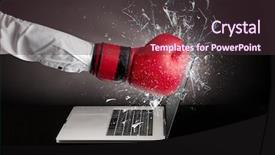  Presentation with laptop screen frame - Beautiful presentation featuring hand hitting strongly laptop screen backdrop and a  colored foreground