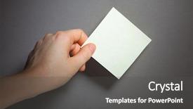  Presentation with hold hand - Amazing presentation theme having hand hold a sticky paper backdrop and a dark gray colored foreground