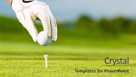  Presentation with hold hand - Beautiful slides featuring hand hold golf ball backdrop and a yellow colored foreground