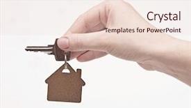  Presentation with house key - Theme consisting of hand hold houses - house key background and a lemonade colored foreground