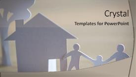  Presentation with family tree - Presentation design having hand hold houses - paper cut of family background and a light gray colored foreground