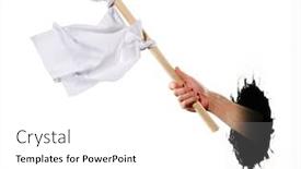  Presentation with flag - Slide deck featuring hand-hold-white-flag background and a white colored foreground