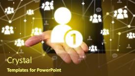  Presentation with networking - Cool new slide set with hand-holdig-friend-request-icon backdrop and a tawny brown colored foreground