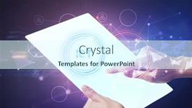  Presentation with iot - Theme consisting of hand-holdig-futuristic-tablet background and a cool aqua colored foreground