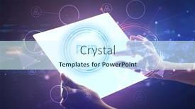  Presentation with futuristic - PPT layouts with hand-holdig-futuristic-tablet background and a cool aqua colored foreground