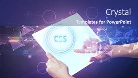  Presentation with css - Cool new presentation theme with hand-holdig-futuristic-tablet backdrop and a navy blue colored foreground