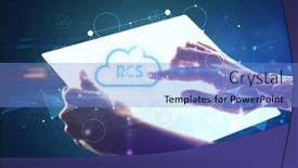  Presentation with futuristic - Slides enhanced with hand-holdig-futuristic-tablet background and a light blue colored foreground