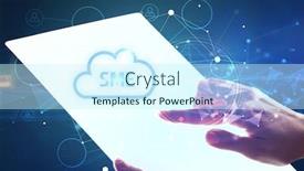  Presentation with futuristic - Amazing slide set having hand-holdig-futuristic-tablet backdrop and a cool aqua colored foreground