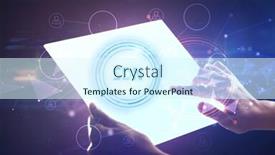  Presentation with futuristic - Presentation design consisting of hand-holdig-futuristic-tablet background and a cool aqua colored foreground