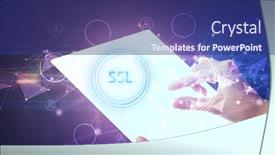  Presentation with futuristic - Slides consisting of hand-holdig-futuristic-tablet background and a navy blue colored foreground