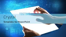  Presentation with automobile driver hand hold steering - Presentation design with hand-holdig-futuristic-tablet background and a light blue colored foreground