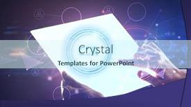  Presentation with futuristic - Slide deck having hand-holdig-futuristic-tablet background and a cool aqua colored foreground